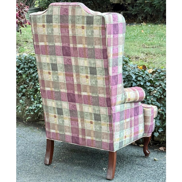 Queen Anne Lambert Furniture Queen Anne High Back Wingback Chairs - A Pair For Sale - Image 3 of 10