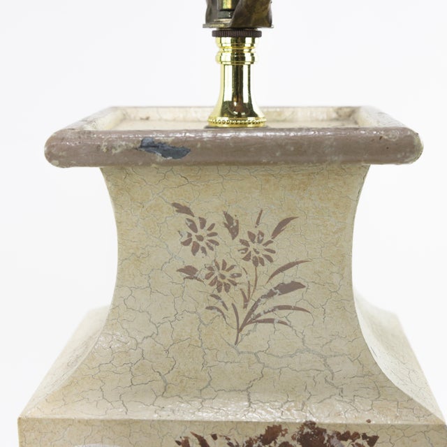 Vintage Hand-Painted Chinoiserie Urn-Form Table Lamp With Sepia Landscape Scene For Sale - Image 11 of 12