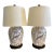 Pair of Asian Ceramic Table Lamps With Engraved Painted Design For Sale