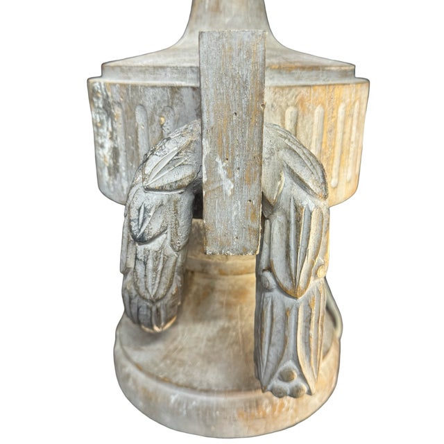 1980s 1980s Pair of Bliss Studio Carved Urn Lamps – Distressed White Finish For Sale - Image 5 of 13