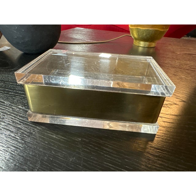 Acrylic Glass and Brass Box by Philippe Cheverny, 1970s For Sale - Image 4 of 6