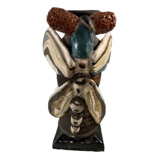 Modern Ceramic Dragonfly Vase by Johnson, United States, 1991 For Sale
