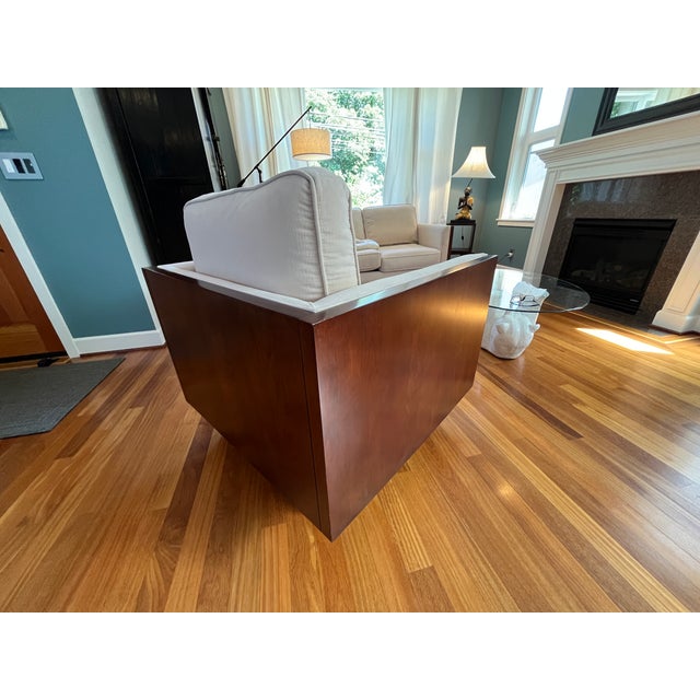 Mid 20th Century Mid 20th Century Mid-Century Modern Milo Baughman Style Case Walnut and Chenille Armchair For Sale - Image 5 of 12