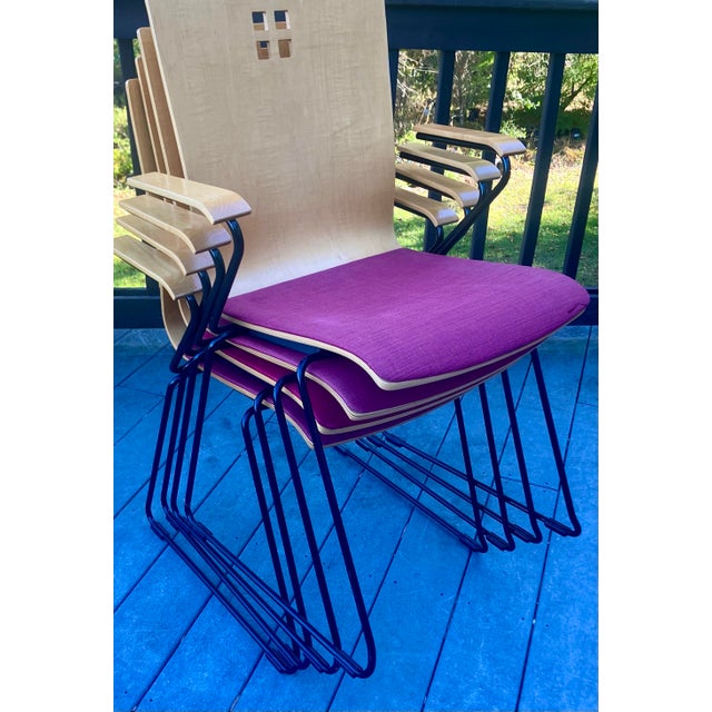 4 Leland Marquette Collection Stackable Chairs For Sale - Image 12 of 12