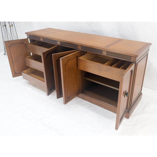 Fine Mid Century Modern Brown Mahogany 5 Doors Compartment Drawers Credenza MINT For Sale - Image 9 of 12