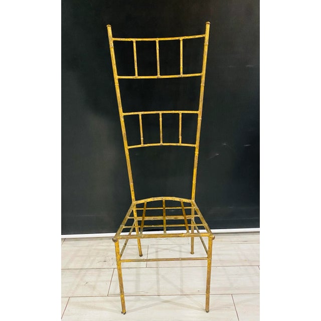 Mid 20th Century Italian Faux Bamboo Brass Gilt Chiavari Style Chair For Sale In Miami - Image 6 of 7