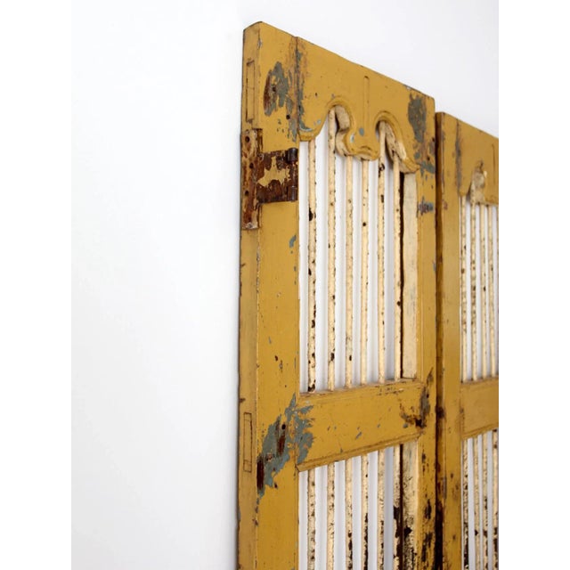 Early 20th Century Antique Painted Wood & Iron Doors - - a Pair For Sale - Image 5 of 13
