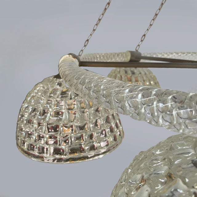 Art Deco Italian Glass and Brass Chandelier, 1930s For Sale - Image 6 of 11