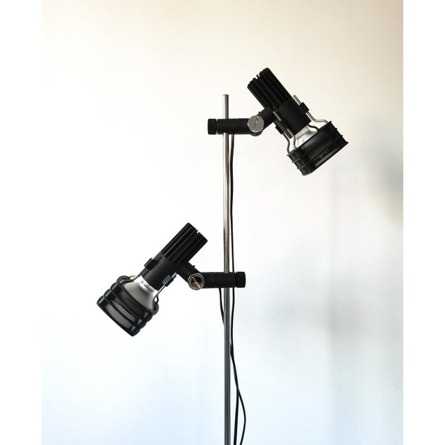 Industrial Mid-Century German Chrome and Black Floor Lamp from Hustadt Leuchten, 1960s For Sale - Image 3 of 12