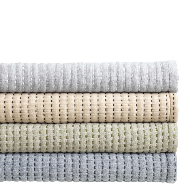 Contemporary Pine Cone Hill by Annie Selke Pick Stitch Navy Matelasse Coverlet, Twin For Sale - Image 3 of 5