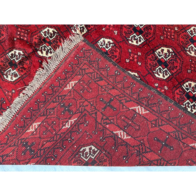 Antique Red Bokhara Hand-Knotted Wool Rug - 7'9" X 5'3" For Sale - Image 10 of 11