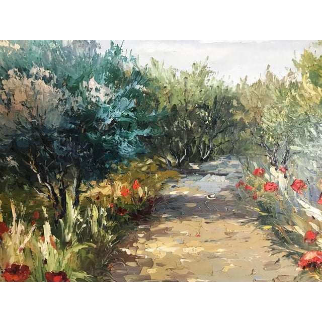 Paint 1950s Oil Painting of a Garden Walk For Sale - Image 7 of 12
