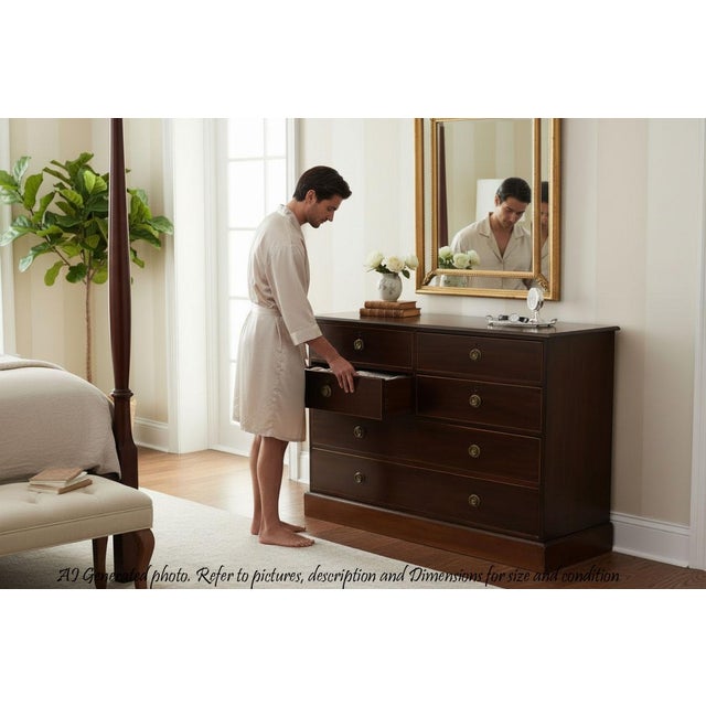 Antique fine quality 19th Century inlaid mahogany chest of drawers by quality makers 'Mawer & Stephenson'. Concealed...