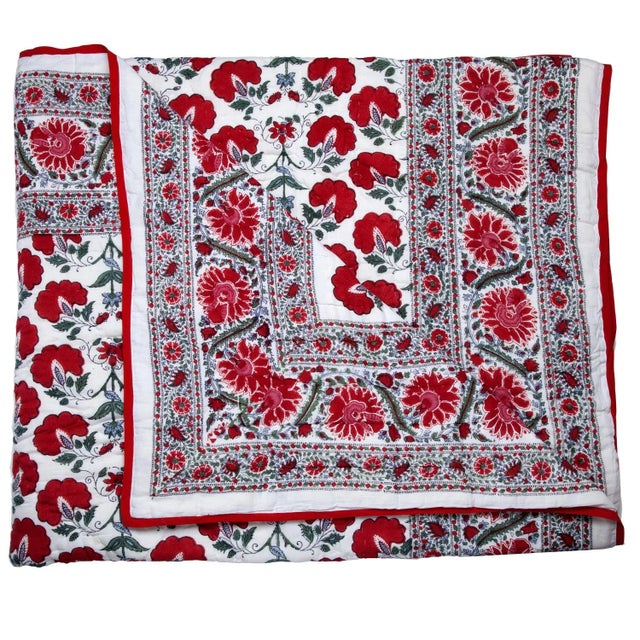 Janvi Reversible Quilt, Queen - Red For Sale - Image 4 of 4