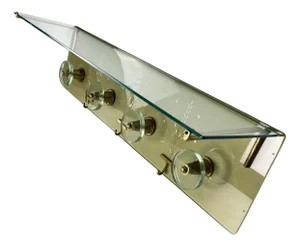 Wall Coat Hanger in Engraved Glass and Brass in the style of Fontana, 1950s