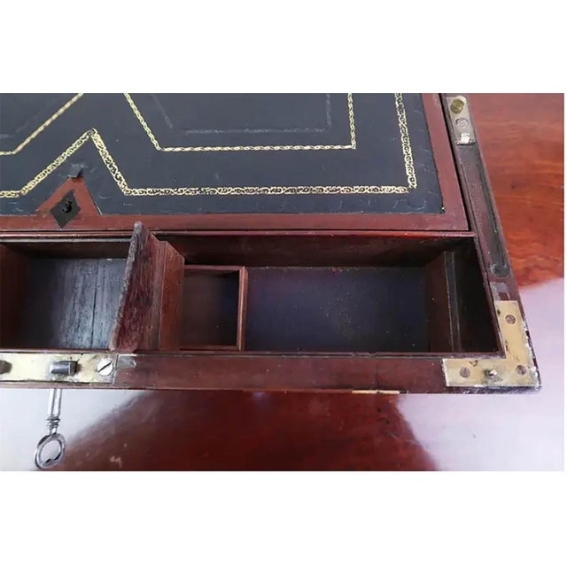 Large Antique Campaign Brass Mounted Writing Box, 1840 For Sale - Image 11 of 12