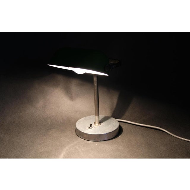 Vintage Art Deco Nickel Banker Table Lamp, 1940s For Sale - Image 15 of 16