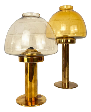 L102/32 Brass and Glass Photophores by Hans-Agne Jakobsson for Markaryd, Sweden, 1970s, Set of 2
