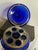 Mid 20th Century Vintage Cobalt Decanter W/ Metal Hinged Glass Top For Sale - Image 5 of 9