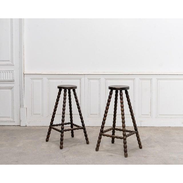Brown Antique Beechwood Bar Stools, 1900, Set of 2 For Sale - Image 8 of 8