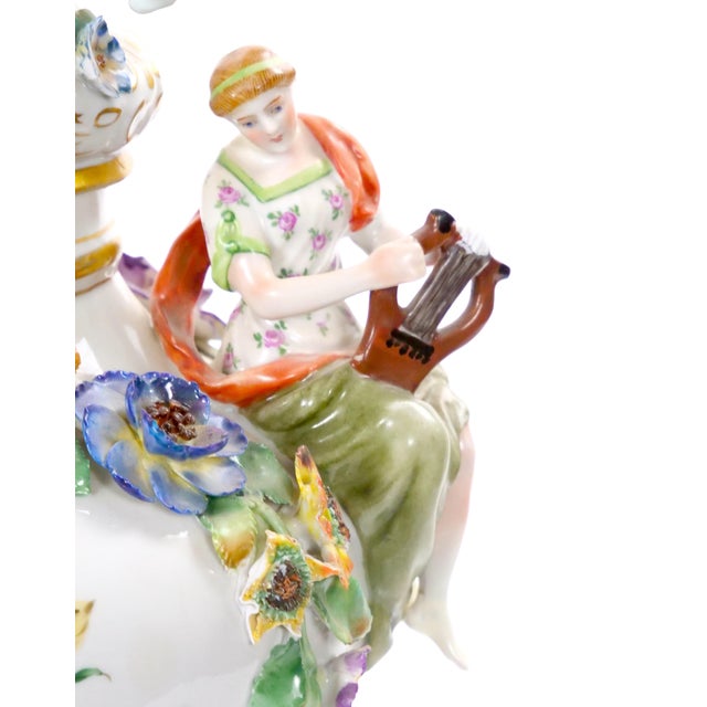 19th Century Meissen Rococo Style Flower-Encrusted Covered Urns From Germany For Sale - Image 10 of 13