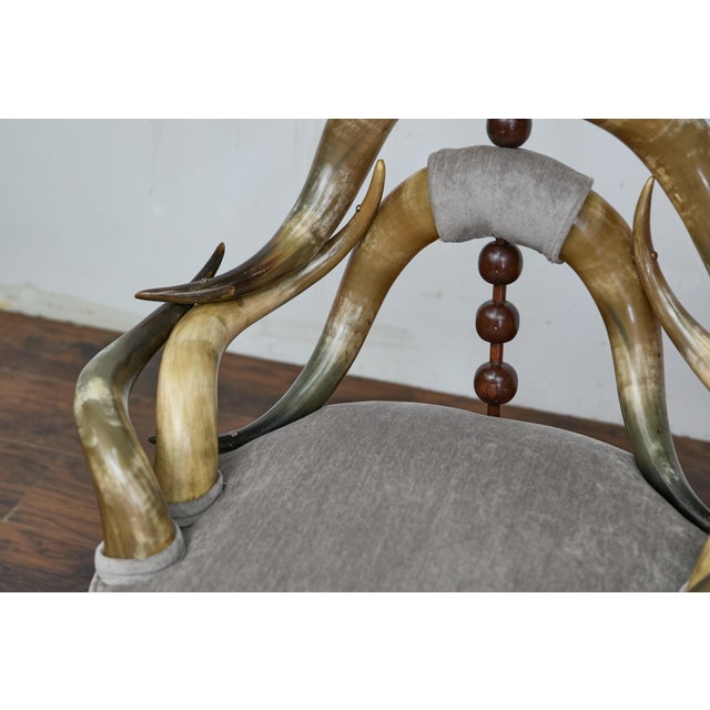 English Mahogany and Horn Victorian Chair with Velvet Upholstery circa 1880 For Sale - Image 12 of 12