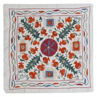 20"x20" Silk Hand Embroidery Cushion Cover. Handmade Pillow. Modern Lace Pillow For Sale