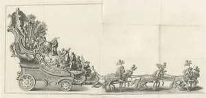Horse Drawn Float with Religious Figures, 1775, Paper