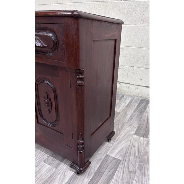 Antique Victorian Eastlake Style Walnut Cupboard Washstand Nightstand For Sale - Image 9 of 11