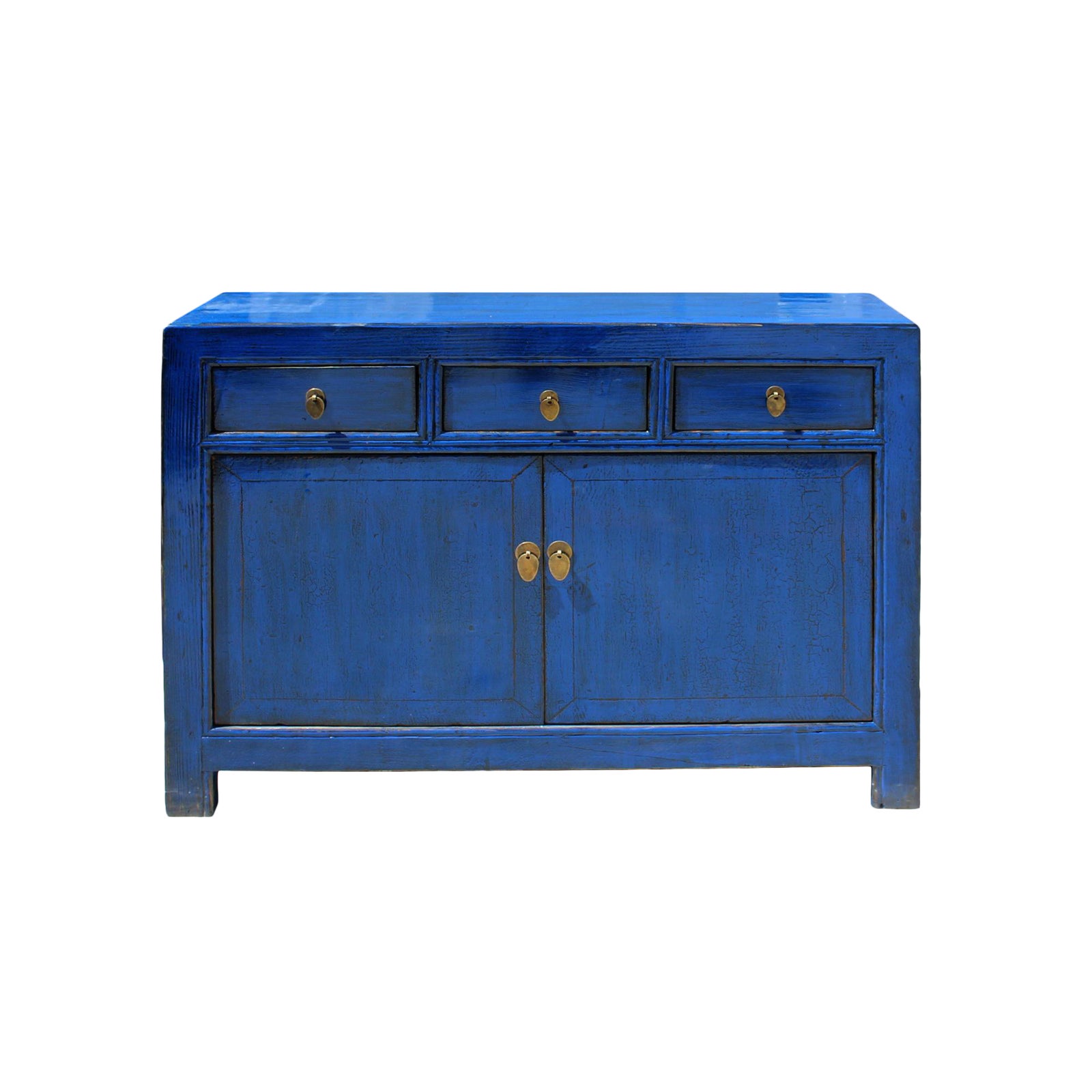 Oriental Distressed Rustic Blue Credenza Sideboard Buffet Table