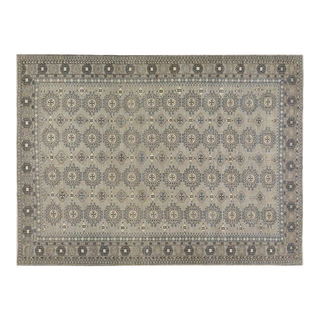 Vintage Turkoman Hand Knotted Wool Rug, 6'9''x9'3'' For Sale