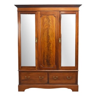 Edwardian Mahogany Triple Wardrobe, 1910 For Sale
