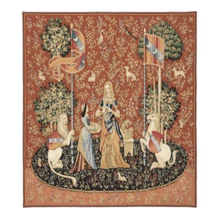 La Dame a La Licorne 'L'Odorat' (Lady With the Unicorn - The Smell) Tapestry - 177 X 157 Cm (5'10" X 5'2") - Requires Rod Size 4 For Sale