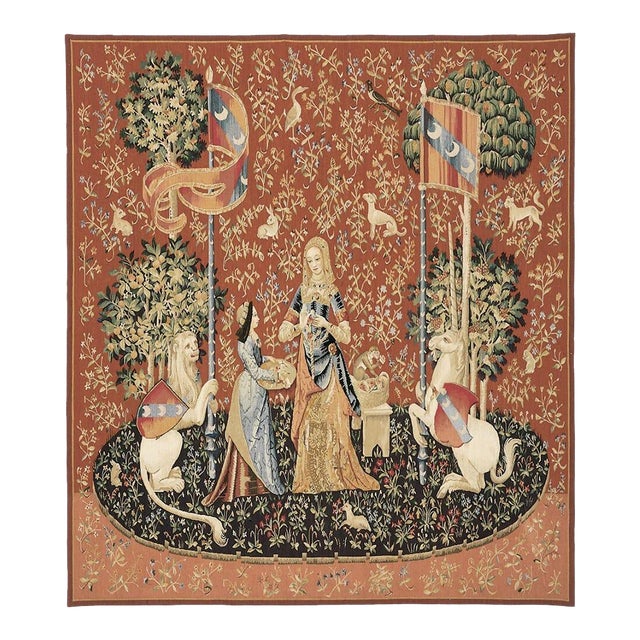 La Dame a La Licorne 'L'Odorat' (Lady With the Unicorn - The Smell) Tapestry - 177 X 157 Cm (5'10" X 5'2") - Requires Rod Size 4 For Sale