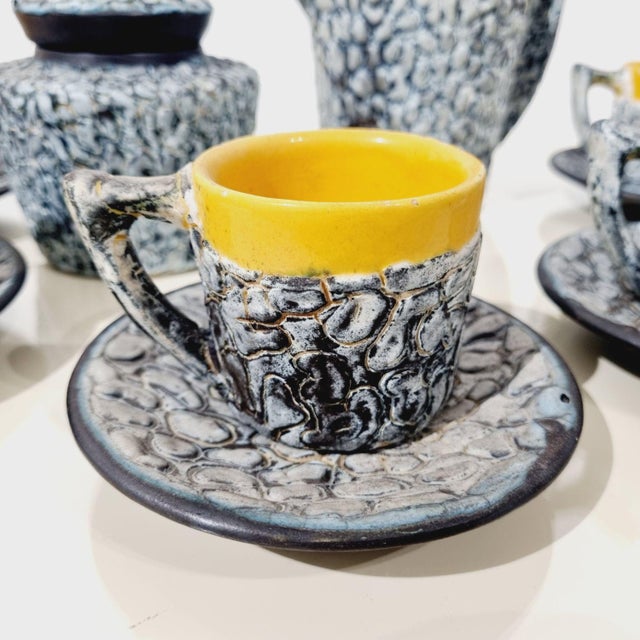 Black Mid-Century Ceramic Coffee Service, 1960s, Set of 7 For Sale - Image 8 of 11