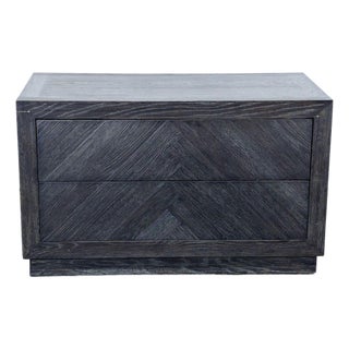 Restoration Hardware Large Two Drawer Nightstand With Chevron Pattern For Sale