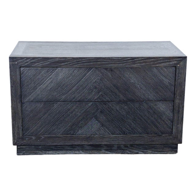 Restoration Hardware Large Two Drawer Nightstand With Chevron Pattern For Sale