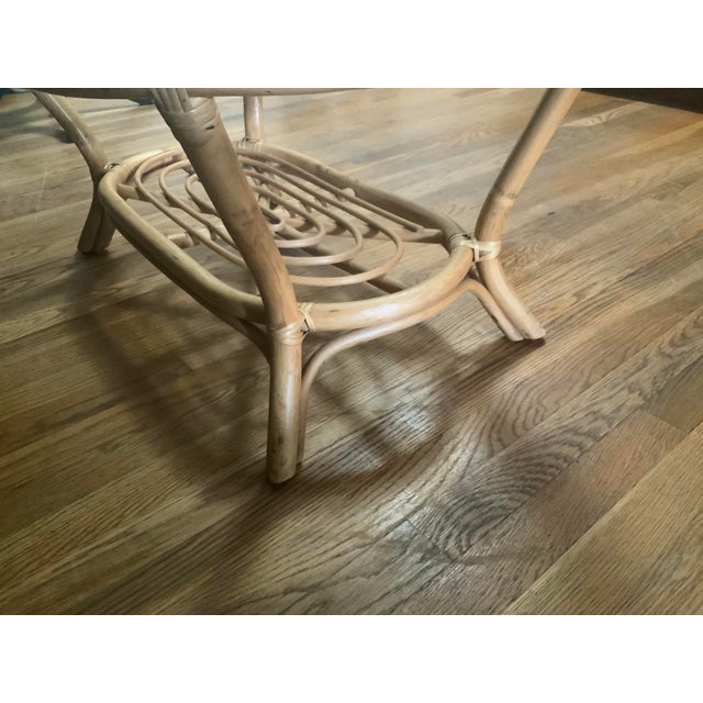 Mid 20th Century Vintage Mid Century Bamboo Rattan Oval Coffee Table For Sale - Image 5 of 7