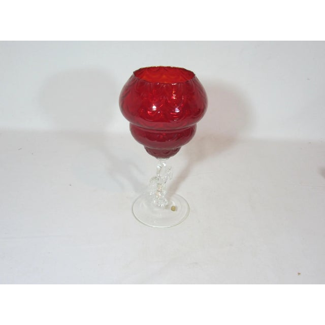 Art Deco Venetian Ruby Compote Dish For Sale - Image 3 of 6