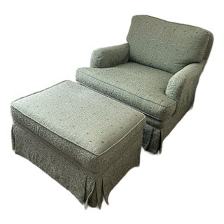 2000s Upholstered Lounge Chair and Ottoman - 2 Pieces For Sale