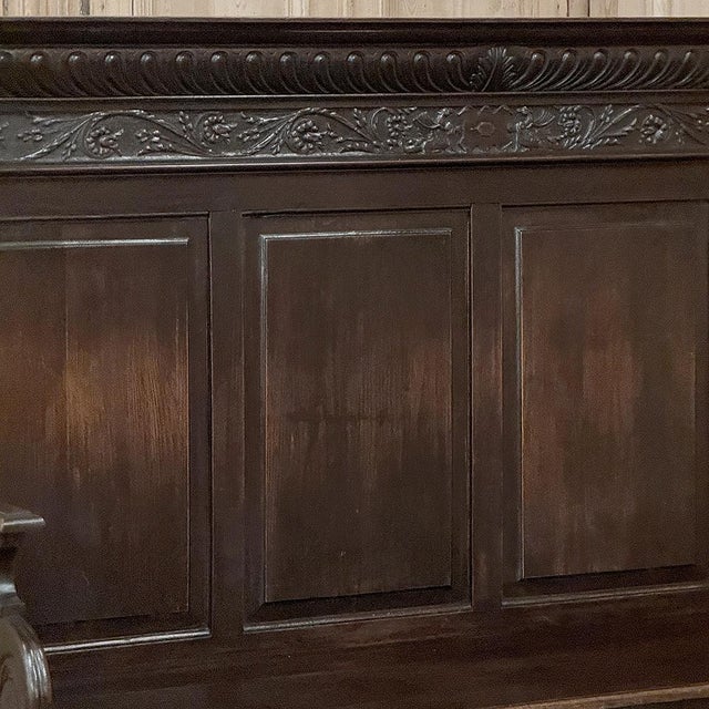 Wood 19th Century English Renaissance Revival Oak Hall Bench For Sale - Image 7 of 17