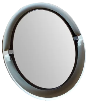Vintage Oval Wall Mirror in White Plastic, Chrome & Metal, 1970s