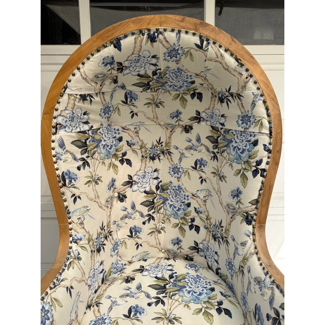 Contemporary French Chinoiserie Balloon Porters Chair With Wood Cage Design For Sale - Image 3 of 12