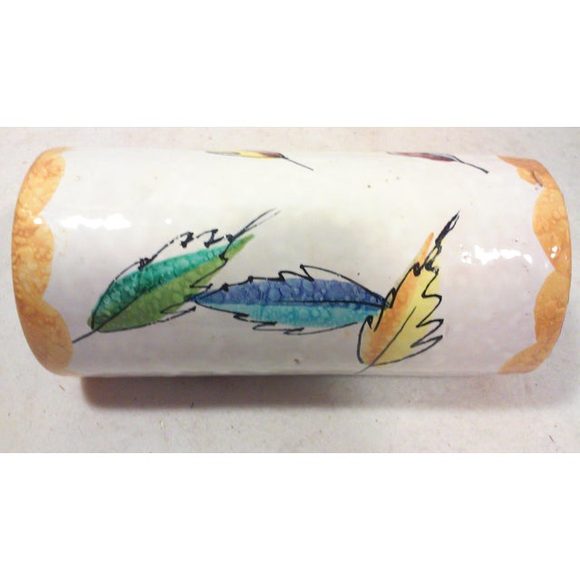 1980s Colorful Italian Ceramic Leaf Vase For Sale - Image 5 of 7