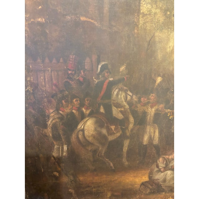 Black Antique Napoleonic Military Scene Oil Painting – 19th Century [Gy] For Sale - Image 8 of 9