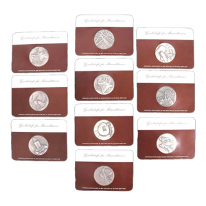 The Ten Commandments Silver Medallion Set by Salvador Dali