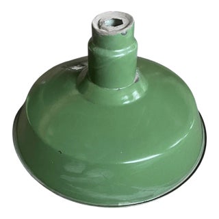 Vintage Industrial Style Green Metal Lamp Shade For Sale
