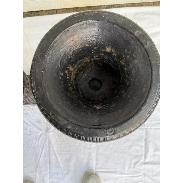 Black Vintage Cast Iron Planters- A Pair For Sale - Image 8 of 8