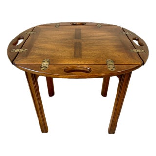 Baker Furniture English Chippendale Campaign Style Butler Tray Table - Removable Top For Sale