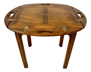 Baker Furniture English Chippendale Campaign Style Butler Tray Table - Removable Top